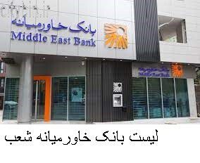لیست بانک خاورمیانه شعب